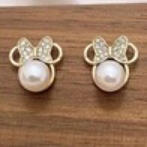 Gold and Pearl Bow Earrings